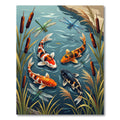 Vibrant Koi Pond and Dragonfly Scene Rug