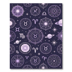 Celestial Lavender Zodiac Constellation Astrology Rug
