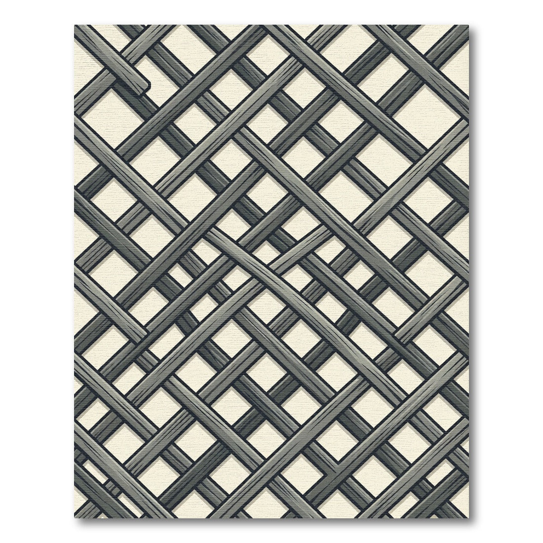 Rustic Gray Wood Lattice Diagonal Rug