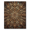Ornate Golden Floral Radial Wood Texture Rug