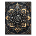 Metallic Gold and Charcoal Floral Medallion Rug