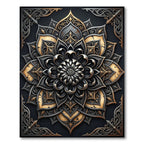 Metallic Gold and Charcoal Floral Medallion Rug