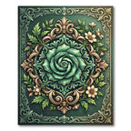 Emerald Green Floral Crest Rug