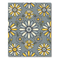 Yellow and Blue Daisy Floral Tile Rug