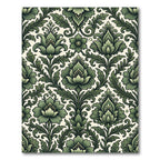 Elegant Sage Green Damask Floral Scroll Rug