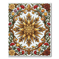 Golden Botanical Star and Floral Frame Rug