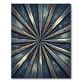 Radiating Blue Golden Wood Burst Rug