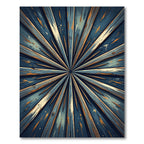 Radiating Blue Golden Wood Burst Rug