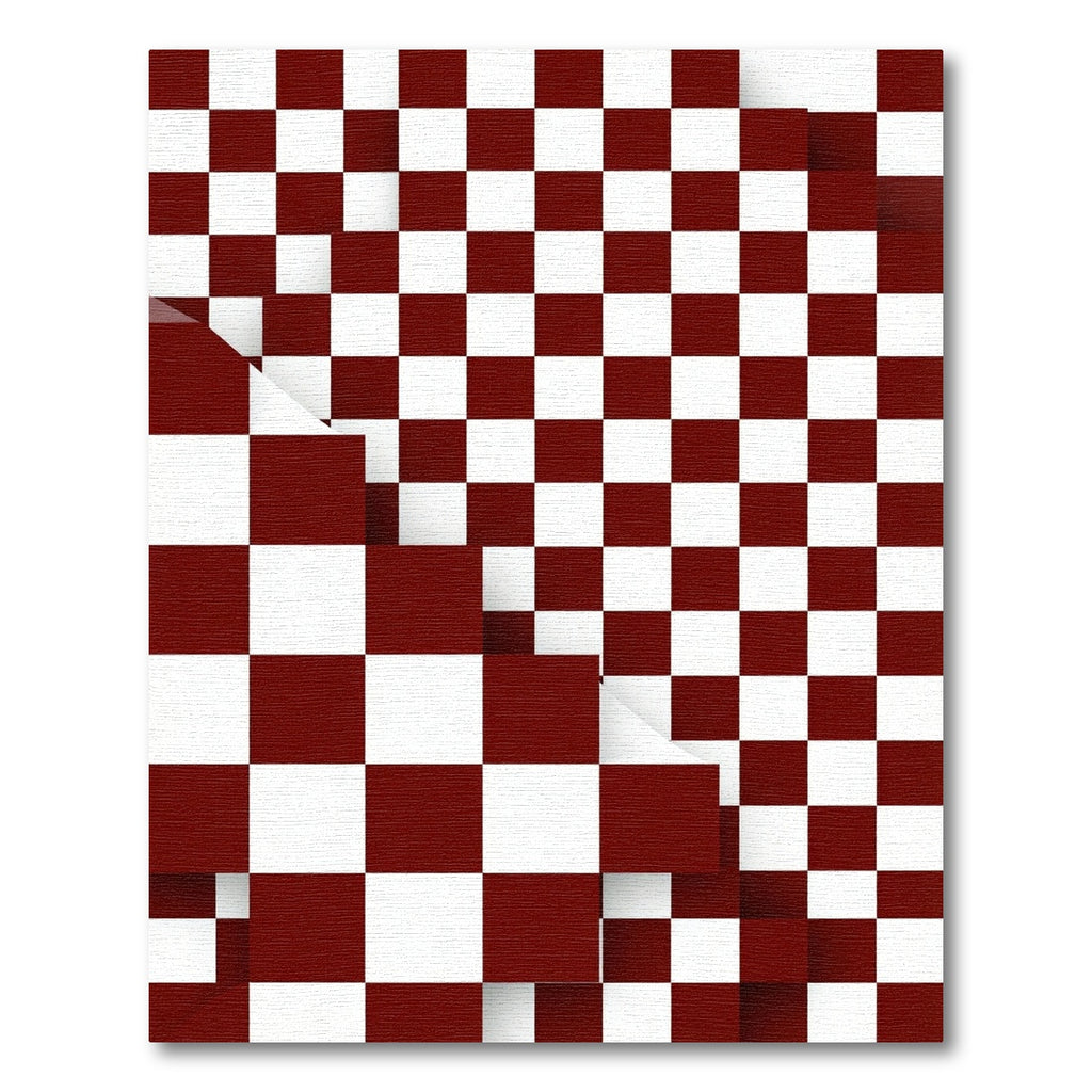 Crimson White Dimensional Checker Shift Rug