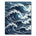 Dramatic Oceanic Deep Blue Wave Rug