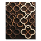 Sculpted Earthy Brown Interlocking Geometric Ring Rug