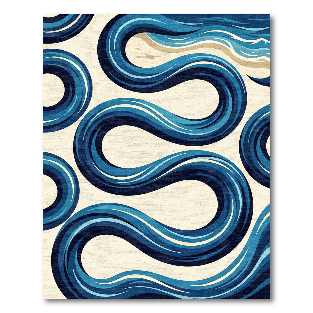 Abstract Fluid Navy Wave Swirl Rug