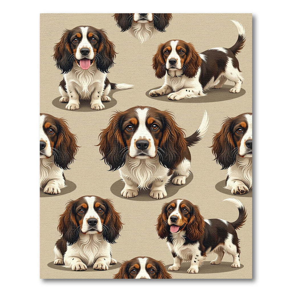 Playful Brown and White Spaniel Illustration Rug