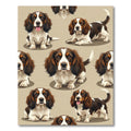Playful Brown and White Spaniel Illustration Rug