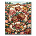 Golden Chrysanthemum Floral Baroque Frame Rug