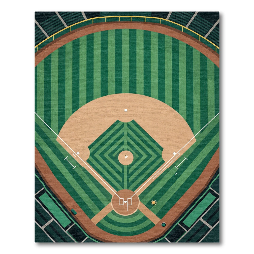 Minimalist Green Stadium Baseball Field Art Rug