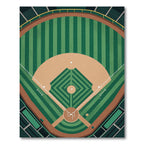 Minimalist Green Stadium Baseball Field Art Rug