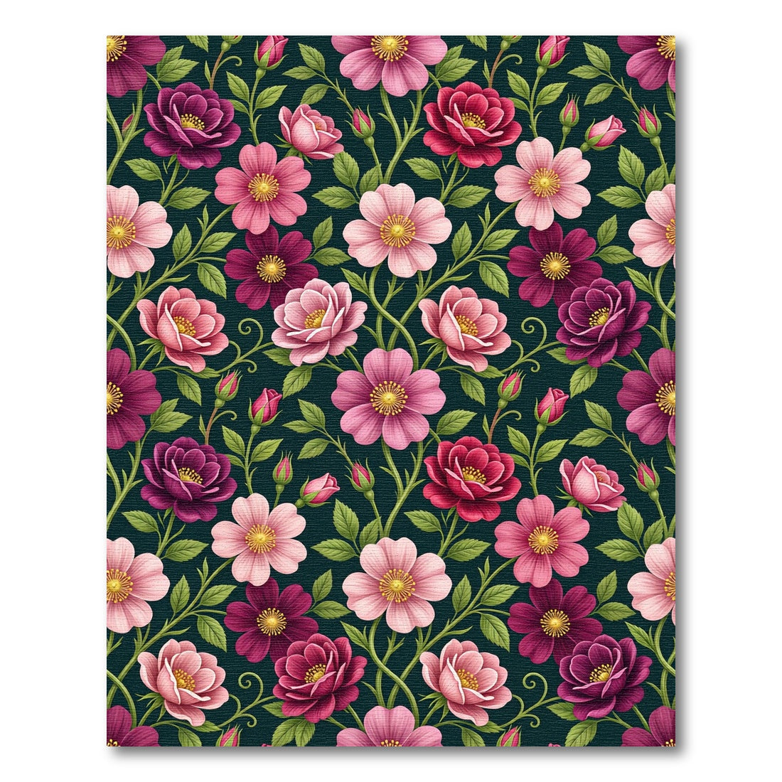 Elegant Pink Floral Botanical Garden Rug
