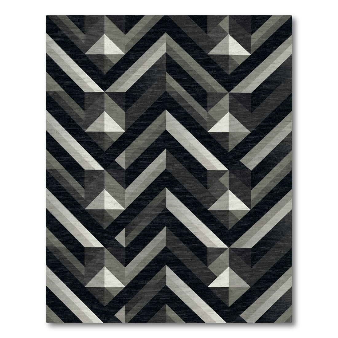 Monochrome Geometric Chevron Peak Abstract Rug
