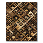 Earthy Brown Camel Desert Geometric Tile Rug