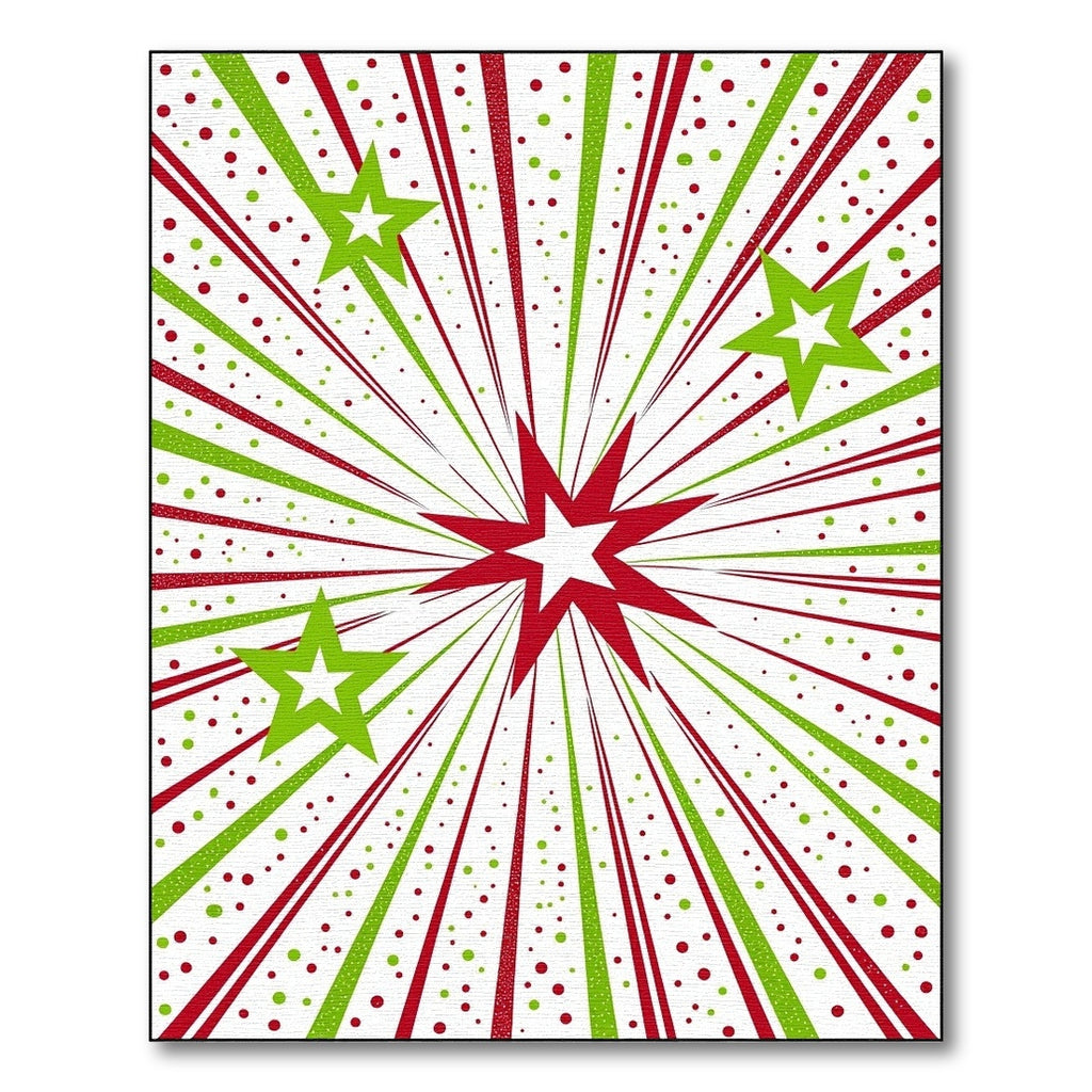 Red Green Starburst Burst With Stars Rug