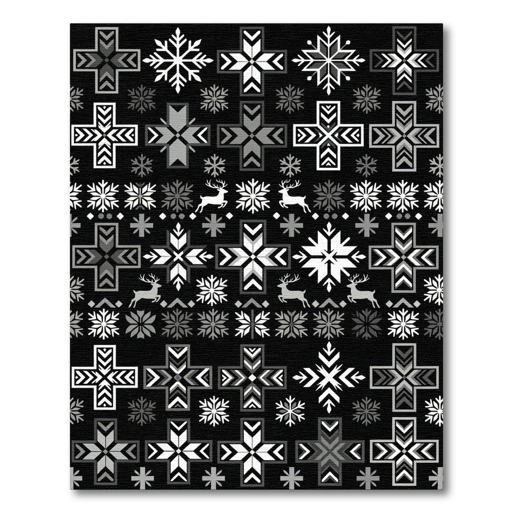 Monochromatic Snowflake Deer Cross Pattern Rug