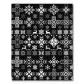 Monochromatic Snowflake Deer Cross Pattern Rug