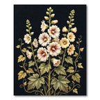 Cream Pink Hibiscus Botanical Illustration Rug
