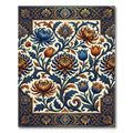 Midnight Blue Golden Floral Tapestry Rug