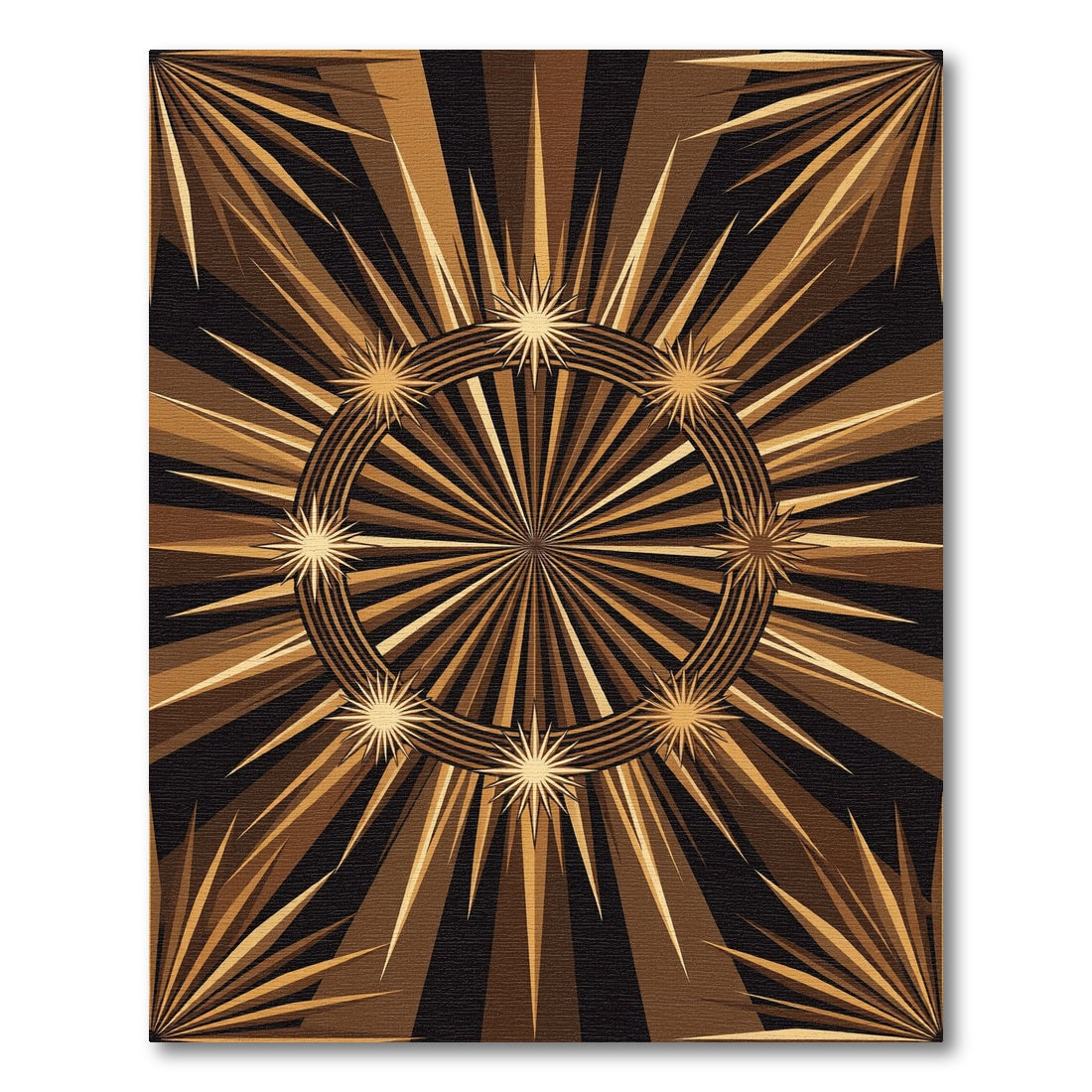 Golden Starburst Sun Rays Rug