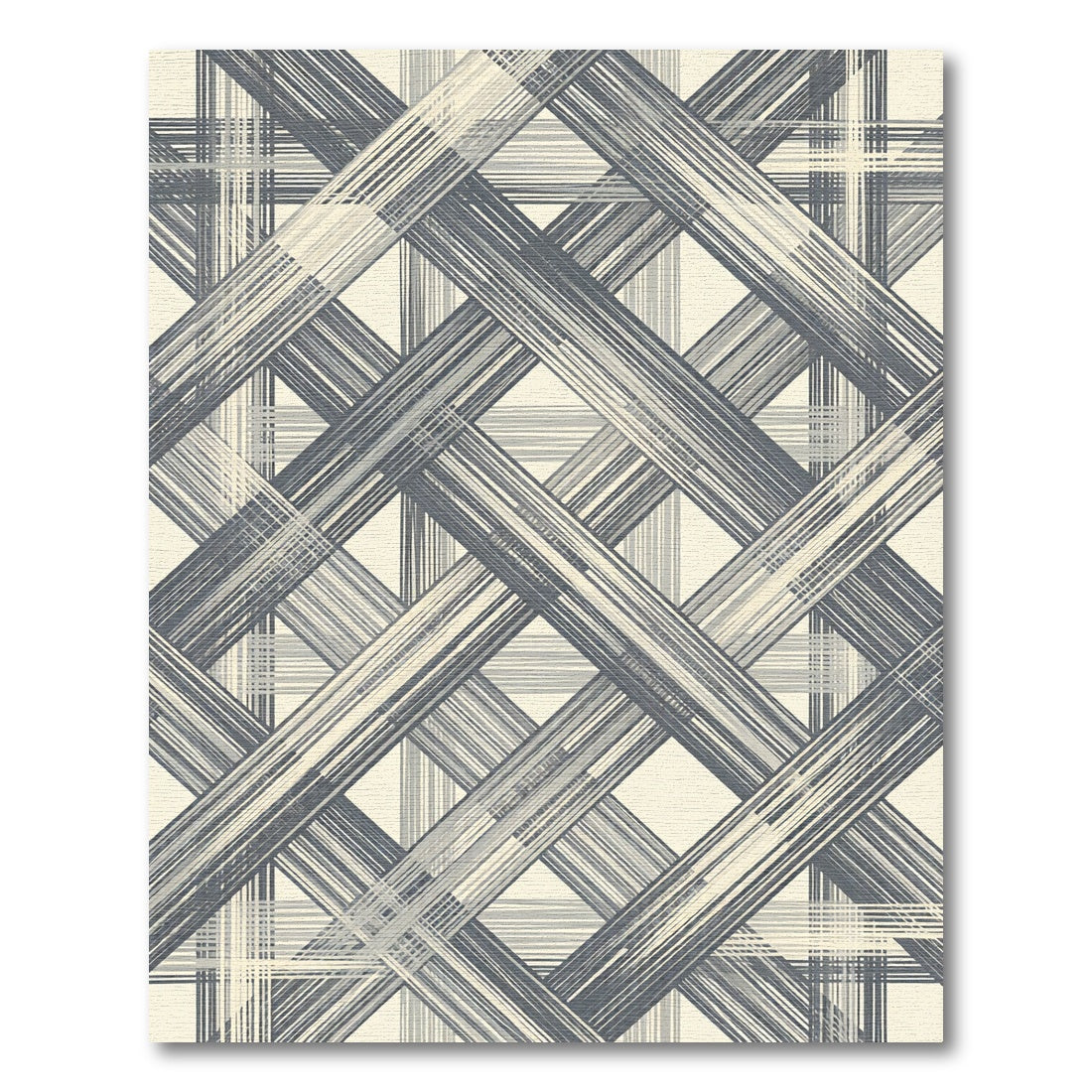 Textured Charcoal Plaid Intersecting Lines Rug