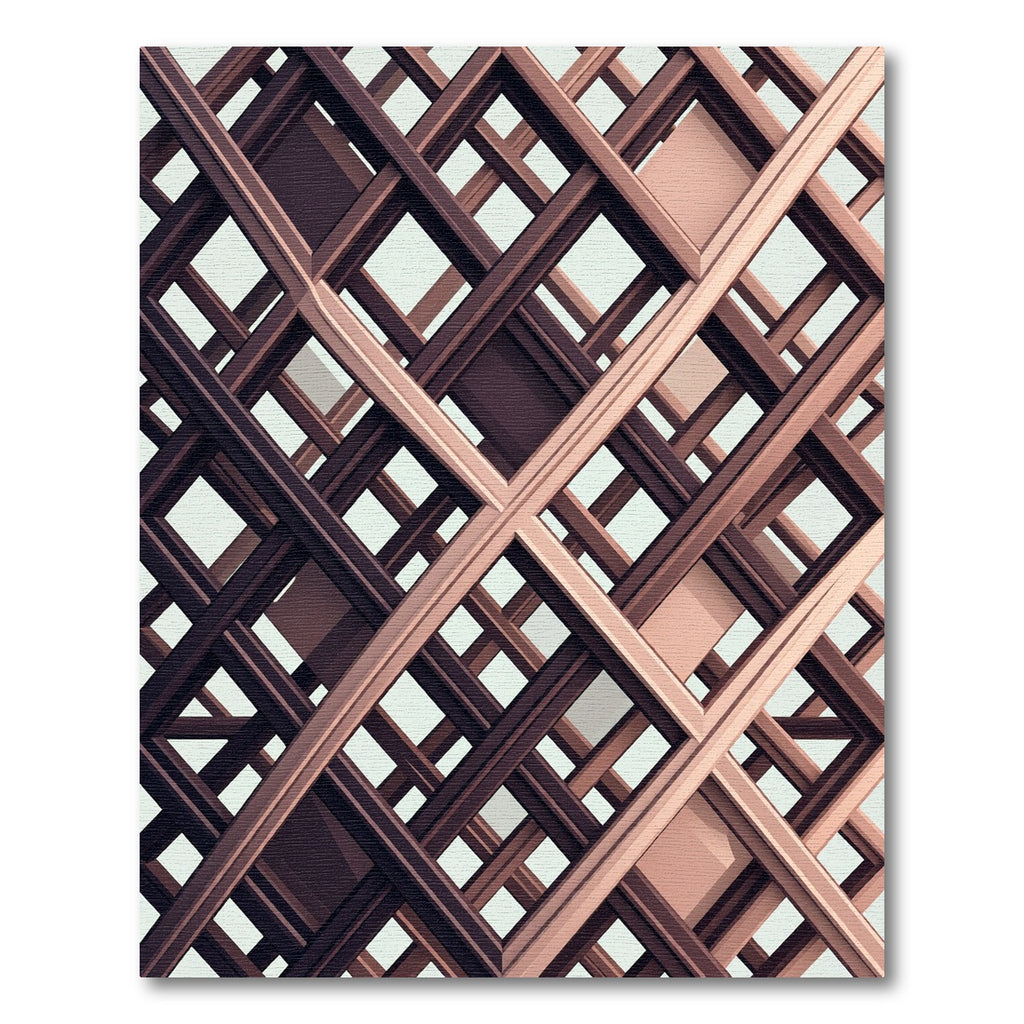 Bronze Geometric Intersecting Lattice Grid Rug