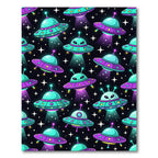 Neon Alien Ufo Starry Cosmic Sky Rug