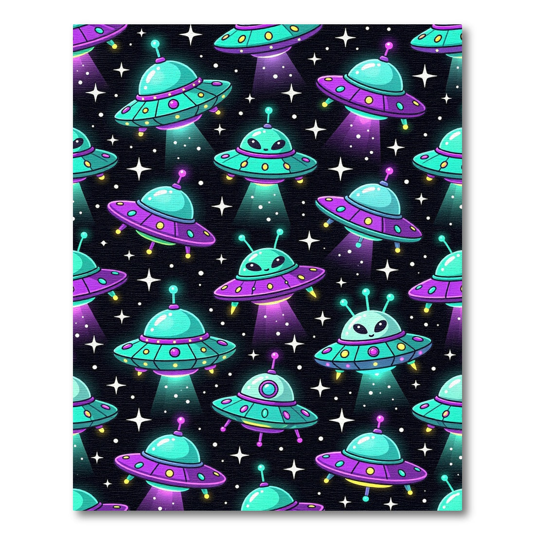 Neon Alien Ufo Starry Cosmic Sky Rug
