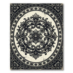Ornate Damask Charcoal Floral Medallion Rug