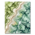 Ethereal Sage Green Coastal Abstract Art Rug