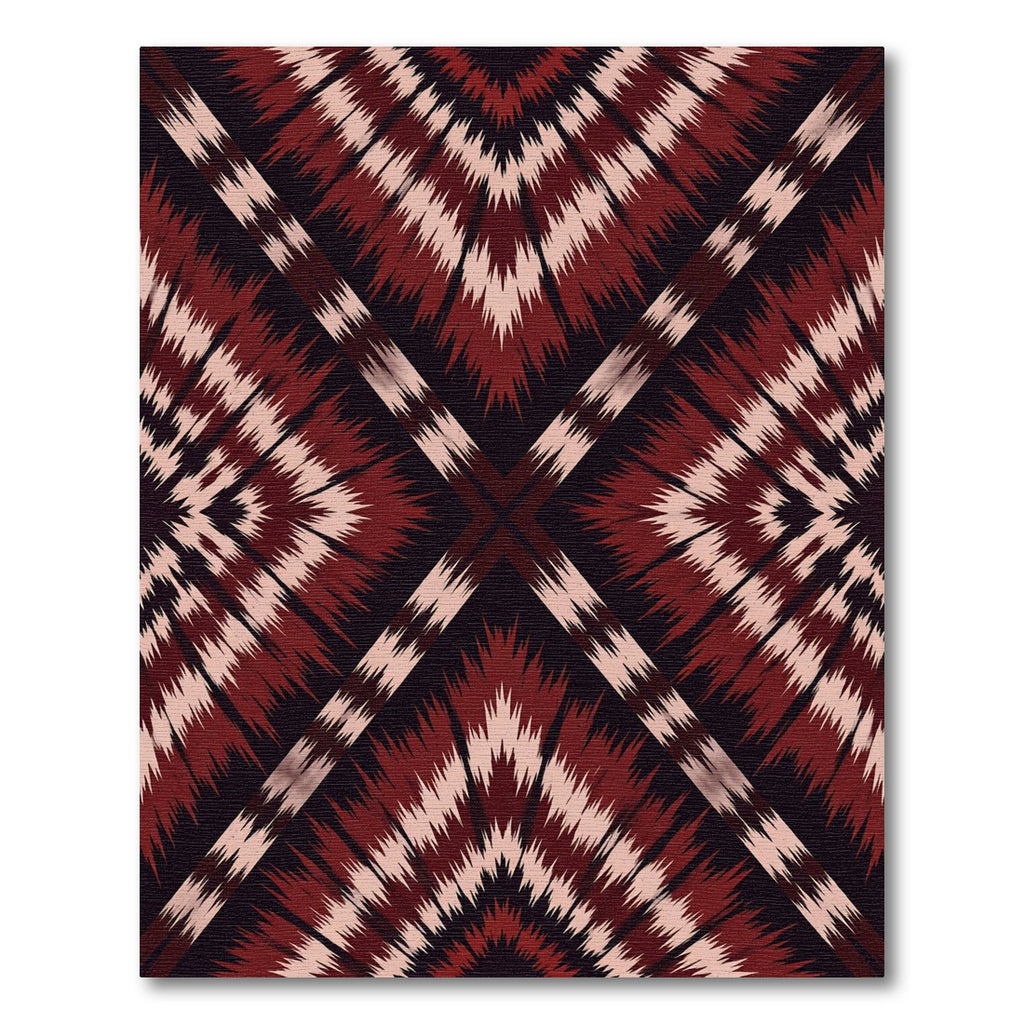 Bold Crimson Geometric Ikat Diamond Rug
