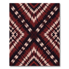Bold Crimson Geometric Ikat Diamond Rug