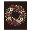 Deep Crimson Rose Floral Wreath Rug