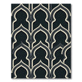 Arched Charcoal and Slate Geometric Overlay Rug