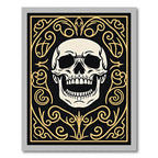 Black Gold Skull Ornamental Flourish Rug