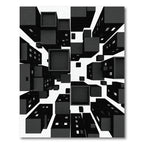 Monochromatic Abstract Geometric Cityscape Blocks Rug