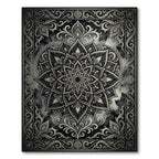 Ornate Charcoal Silver Lotus Medallion Rug