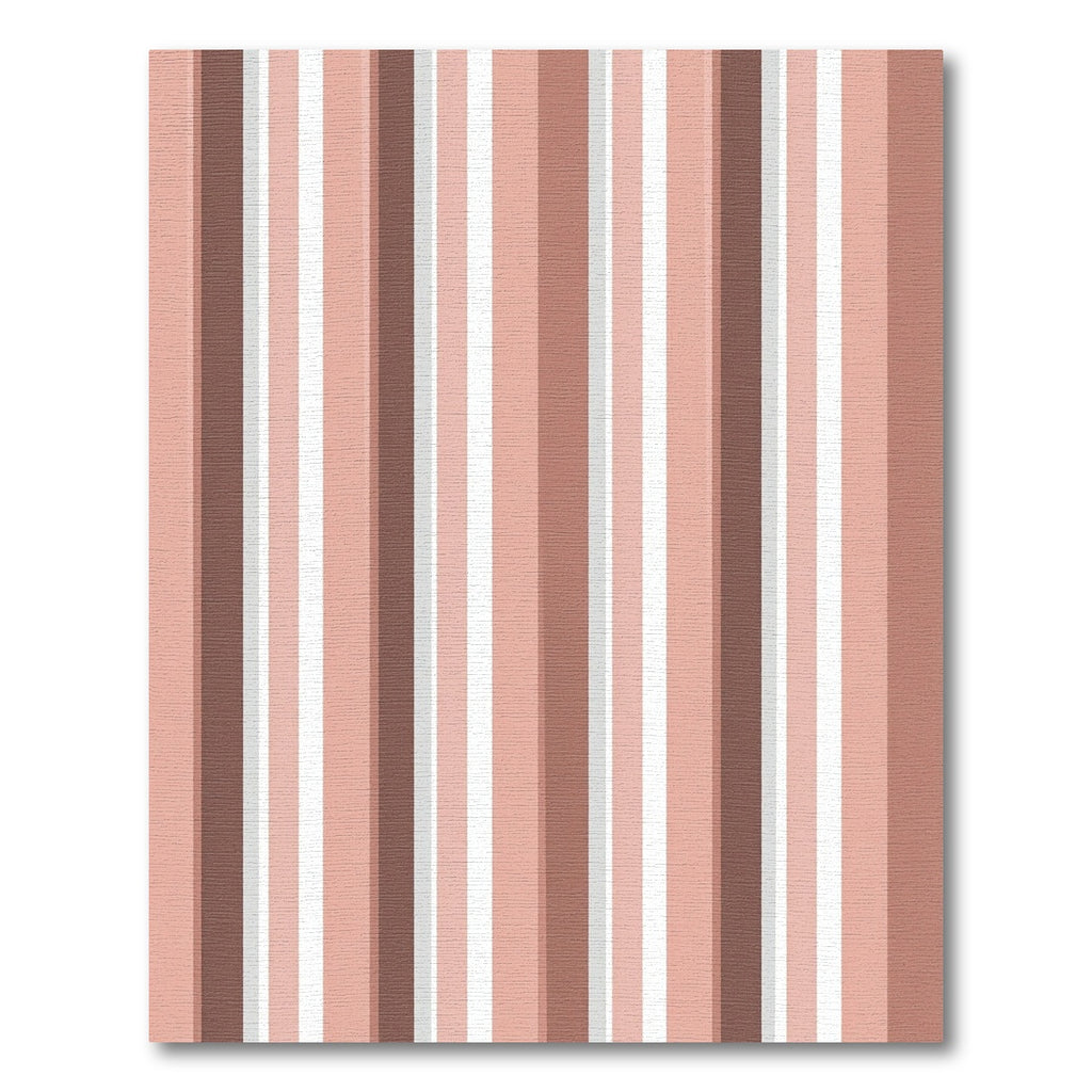 Soft Coral And Brown Stripe Rug