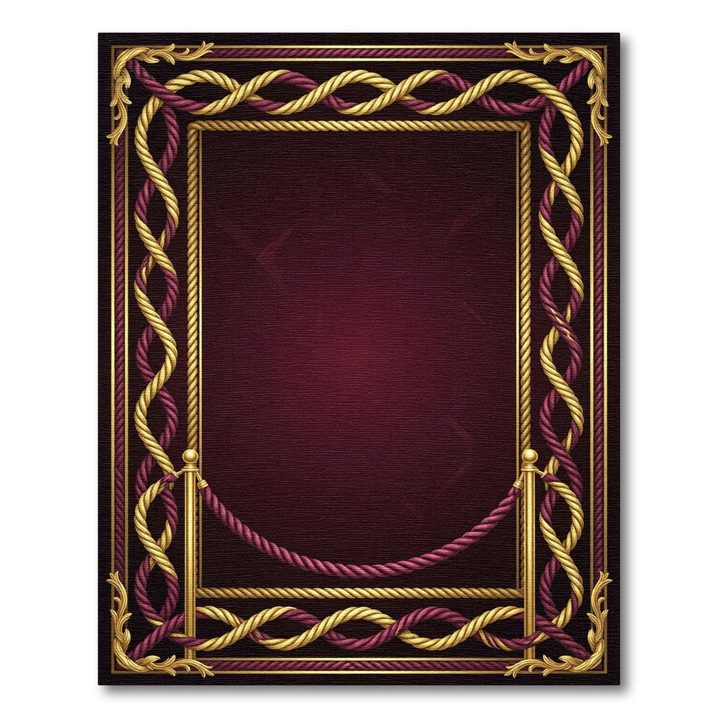 Regal Gold Crimson Rope Border Rug