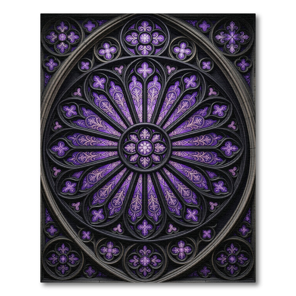 Royal Purple Gothic Rose Window Rug