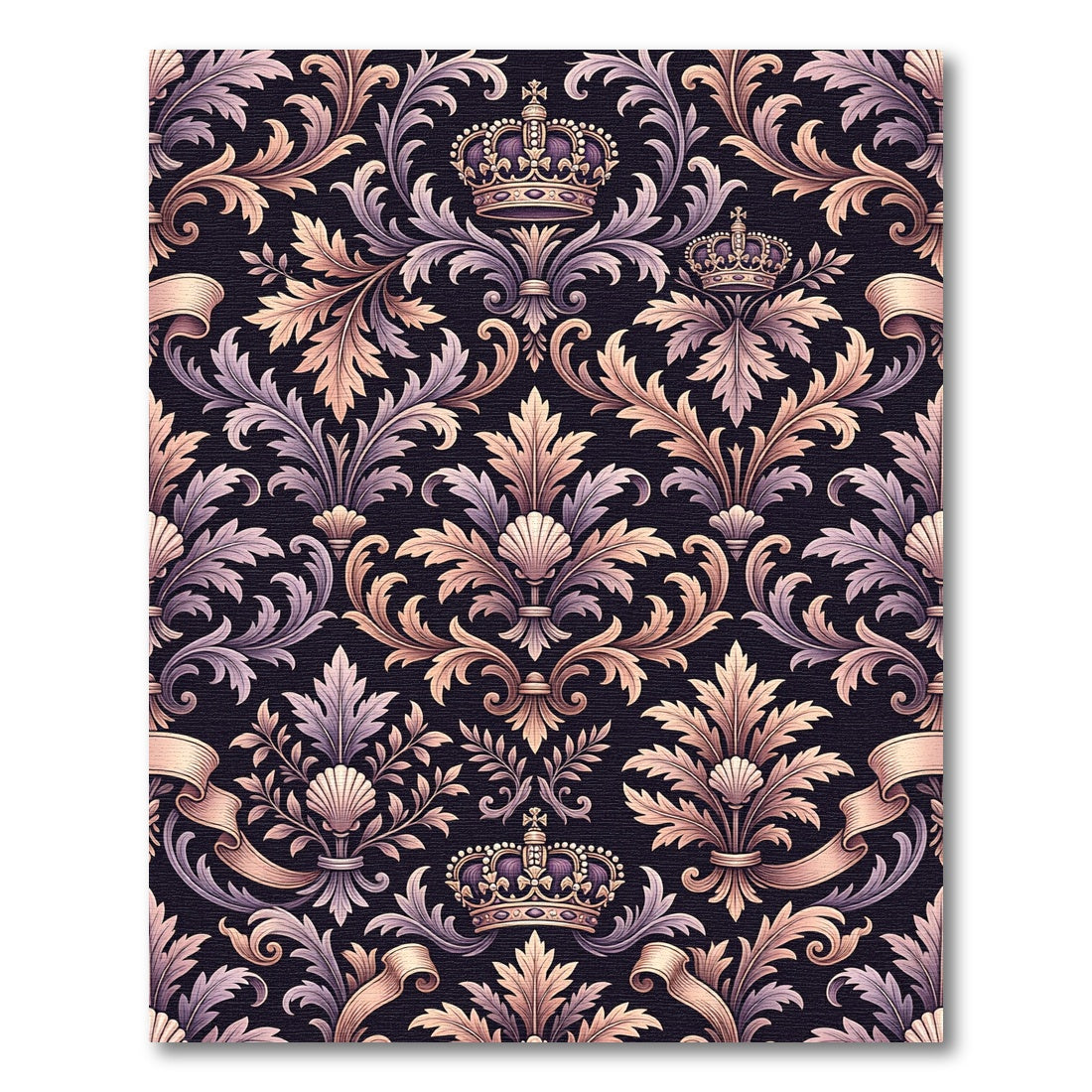 Regal Damask Crown Scrollwork Harmony Rug