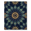 Elegant Peacock Feather Gold Mandala Rug