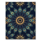 Elegant Peacock Feather Gold Mandala Rug