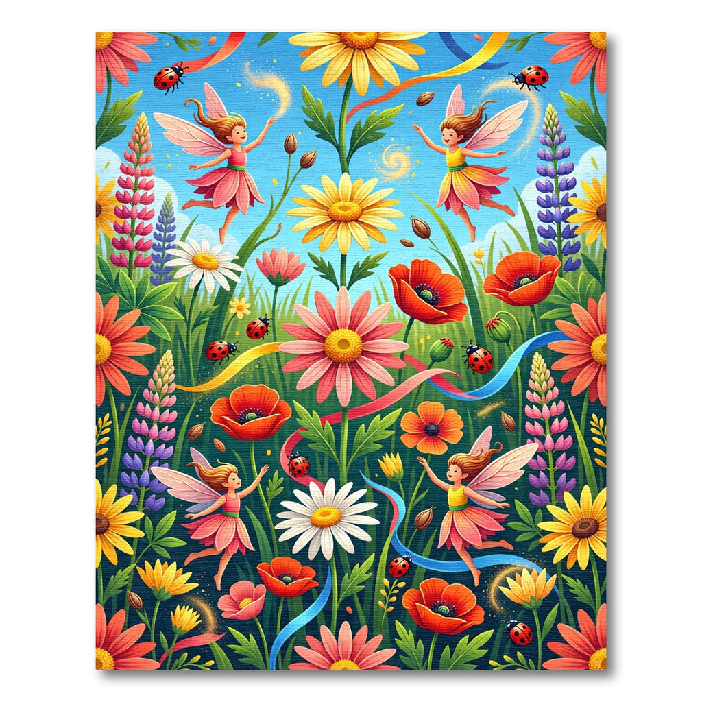 Whimsical Fairy Garden Floral Meadow Rug